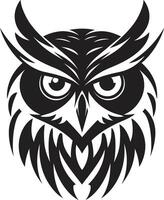 noche visión elegante negro emblema con un toque de misterio águila ojos visión elegante Arte con búho icono vector