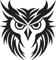 Eagle eyed Insight Intricate Black Icon for Modern Branding Moonlit Owl Graphic Contemporary Logo for a Captivating Look vector