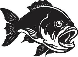 Jaws of Danger Intricate Black Icon with Noir Inspired Piranha Underwater Assault Sleek Silhouette in Bold Black vector