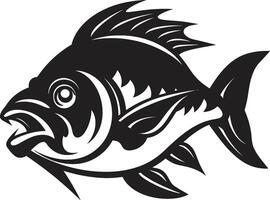 Toothy Terror Intricate Logo for a Captivating Brand Identity Aquatic Assault Unleashed Stylish Black Emblem with Piranha Silhouette vector