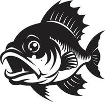 Jaws of Chaos Chic Black Icon with Elegant Piranha Design Toothy Terror Intricate Logo for a Captivating Brand Identity vector