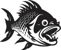 Razor Teeth Unleashed Intricate Logo for Modern Branding Predatory Force Dark Icon Illustration with Stylish Piranha Design vector