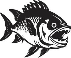 Toothy Terror Intricate Logo for a Captivating Brand Identity Aquatic Assault Unleashed Stylish Black Emblem with Piranha Silhouette vector