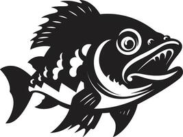 Jaws of Chaos Chic Black Icon with Elegant Piranha Design Toothy Terror Intricate Logo for a Captivating Brand Identity vector