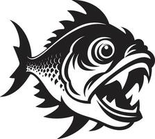 Jaws of Chaos Chic Black Icon with Elegant Piranha Design Toothy Terror Intricate Logo for a Captivating Brand Identity vector