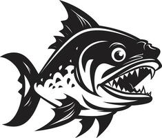 Ferocious Fins Icon Elegant Illustration for Modern Branding Noir Piranha Attack Dark Icon with Intricate Piranha Design vector