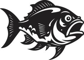 Fierce Water Beast Minimalistic Black Emblem with Sleek Piranha Razor Teeth Unleashed Intricate Logo for Modern Branding vector