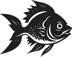 Fierce Water Beast Chic Logo Design with Modern Piranha Art Menacing Predator Intricate Black Icon for a Captivating Brand Identity vector