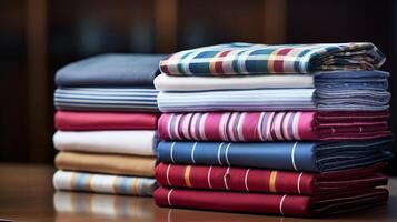 Stack of sleek mens dress shirts photo