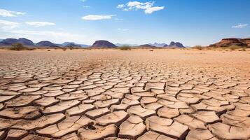 Dry cracked desert landscape photo