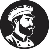 sabroso rebanada soltado contemporáneo negro icono para delicioso marca noir pizzaiolo elegancia elegante logo con Pizza cocinero sombrero vector