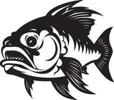 Underwater Menace Chic Black Emblem with Modern Touch Toothy Terror Noir Inspired Piranha Logo Design for a Captivating Image vector