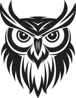 Night Vision Elegant Logo with Noir Black Owl Design Wise Guardian Chic Black Icon with Elegant Owl Emblem vector