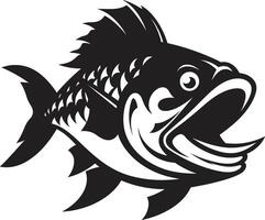 Underwater Menace Emblem Sleek Black Logo for a Captivating Image Razor Teeth Unleashed Contemporary Logo with Stylish Piranha vector