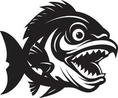 Ferocious Fins Icon Elegant Illustration for a Modern Look Noir Piranha Attack Dark Icon with Intricate Piranha Design vector