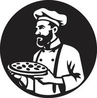 Culinary Mastery Stylish Emblem for a Delectable Pizzeria Noir Pizza Craft Elegant Black Icon Illustration for a Captivating Image vector