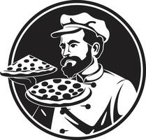 Noir Pizza Craft Chic Black Icon Illustration for Delectable Branding Taste Sensation Elegant Logo with Bold Black Culinary Design vector