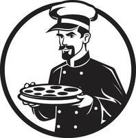 Artisanal Pizzaiolo Stylish Icon with Sleek Pizza Silhouette Savory Slice Unleashed Dark Icon for a Captivating Image vector