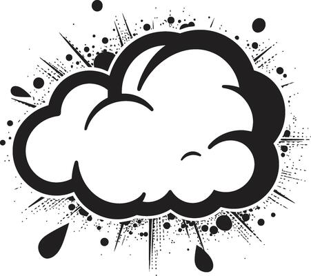 Ink Splash Bubble Retro PopArt Speech Cloud Icon Balloon Banter Black Speech Bubble Emblem