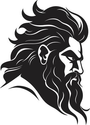 Undersea Deity Poseidons Regal Logo in Black Icon Mythical Majesty Poseidons Emblem in Monochrome