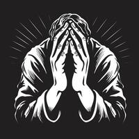 Devotional Designs Praying Man Hands Icon in Celestial Constructs Black Praying Hands vector