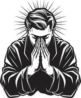 Soulful Sketches Praying Hands Icon Design in Black Ethereal Ephemera Praying Man Hands Black vector