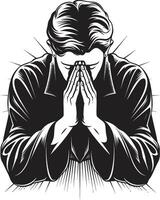 reverente ensueño negro icono diseño de Orando hombre manos seráfico símbolos Orando hombre manos logo en negro vector