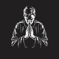 Celestial Configurations Elegant Praying Hands Logo Devotion Defined Praying Man Hands Icon in Black vector