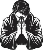 Divine Dynamics Praying Woman Hands Logo in Black Graceful Gradients Iconic Praying Womans Hands Design vector