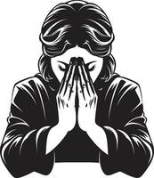 Celestial Constructs Black Praying Woman Hands Soulful Sketches Praying Womans Hands Icon Design in Black vector