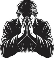 Devotion Defined Praying Man Hands Icon in Black Graceful Glyphs Logo of Praying Hands in Black vector