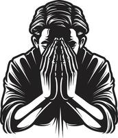 Soulful Silhouettes Praying Hands Icon Design in Black Divine Dimensions Praying Man Hands in Black vector