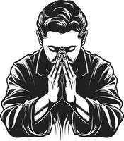 Iconic Impressions Praying Hands in Black Icon Design Seraphic Symbols Black Praying Man Hands vector