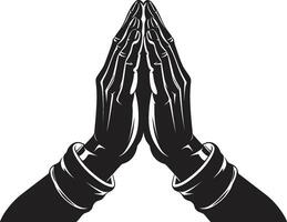 Symbolic Serenity Praying Hands Black Icon Design Resonates Divine Grasp Praying Man Hands Icon in Black vector