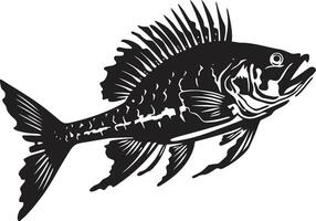 vago espina símbolo negro icono diseño para depredador pescado esqueleto logo siniestro esquelético insignias negro logo para depredador pescado esqueleto vector