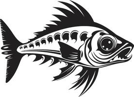 Stealth Skeleton Mark Elegant Black Icon for Predator Fish Skeleton Emblem Ferocious Framework Emblem Black Design for Predator Fish Skeleton vector