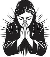 Sacred Strokes Praying Womans Hands Logo in Black Tranquil Tokens Black Design of Praying Woman Hands Icon vector