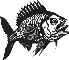 Dreadful Dorsal Elegant Design of Predator Fish Skeleton in Black Bonefish Behemoth Black Icon Design of Predator Fish Skeleton Logo vector