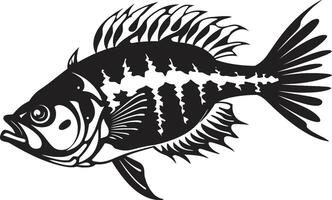 Dreadful Dorsal Insignia Minimalistic Black Icon Design for Predator Fish Skeleton Bonefish Behemoth Black Icon for Predator Fish Skeleton Logo Design vector