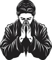 Graceful Gestures Black Design of Praying Womans Hands Holistic Harmony Praying Womans Hands Icon Design in Elegant Black vector