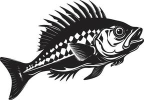 Shadowy Spine Symbol Black Logo for Predator Fish Skeleton Sinister Skeletal Insignia Elegant Black Icon Design for Predator Fish Skeleton vector