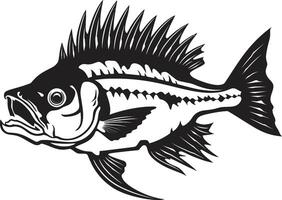 Menacing Marrow Mark Black Icon for Predator Fish Skeleton Emblem Vicious Vertebrate Emblem Black Design for Predator Fish Skeleton vector