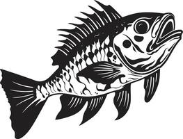 Dreadful Dorsal Insignia Minimalistic Black Icon Design for Predator Fish Skeleton Bonefish Behemoth Black Icon for Predator Fish Skeleton Logo Design vector