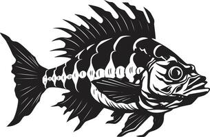 terrible dorsal insignias minimalista negro icono diseño para depredador pescado esqueleto macabí gigante negro icono para depredador pescado esqueleto logo diseño vector