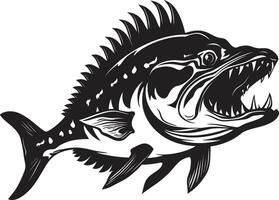 sigilo esqueleto marca elegante negro para depredador pescado esqueleto logo feroz marco de referencia emblema negro icono diseño para depredador pescado esqueleto vector