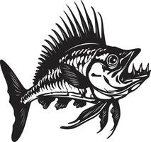 siniestro esquelético insignias elegante negro icono diseño para depredador pescado esqueleto abisal aura marca negro diseño para depredador pescado esqueleto emblema vector