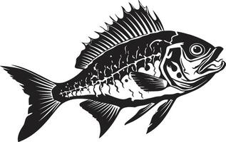 Bone Chilling Presence Elegant Black for Predator Fish Skeleton Logo Macabre Morphology Black Icon Design for Predator Fish Skeleton Emblem vector