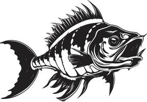 sigilo esqueleto marca elegante negro para depredador pescado esqueleto logo feroz marco de referencia emblema negro icono diseño para depredador pescado esqueleto vector