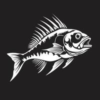 Ferocious Framework Emblem Black Icon Design for Predator Fish Skeleton Shadowy Spine Symbol Black Logo for Predator Fish Skeleton vector
