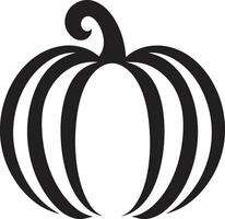 Frightful Flourish Black Design of Pumpkin Logo Harvest Hues Elegant Black Pumpkin Icon Design vector